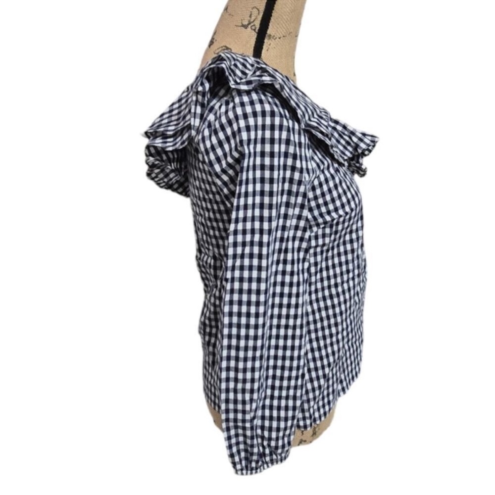 J. Crew Gingham One Shoulder Ruffle Blouse - Picture 9 of 14